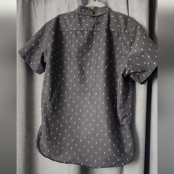 Molokai Surf Co. Cactus Print Button Up Shirt XL Black Green Short Sleeve Casual - Picture 2 of 4